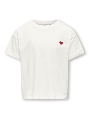 Kids Only lasten t-paita, KOGMAIKEN LIFE CROPHEART SS TOP  Valkoinen