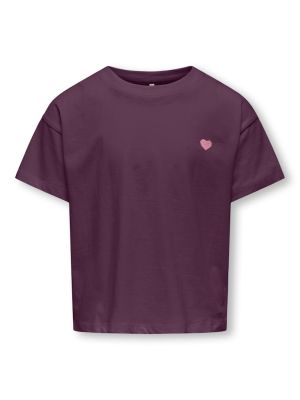 Kids Only lasten t-paita, KOGMAIKEN LIFE CROPHEART SS TOP  Viininpunainen