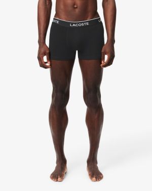 Lacoste miesten bokserit, WHITE - 3-Pack Stretch Cotton Trunks Musta