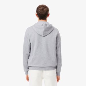 Lacoste Miesten Huppari, LACOSTE REGULAR FIT BRUSHED ZIPPERED Vaaleanharmaa Melee