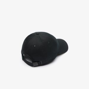 Lacoste miesten lippis, COTTON TWILL CAP WITH CROC Musta