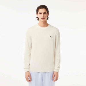 Lacoste miesten neulepusero, REGULAR FIT CREW NECK SWEATER Luonnonvalkoinen