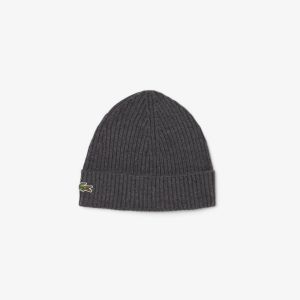 Lacoste miesten pipo, LACOSTE SOFT WOOL RIBBED BEANIE Harmaa