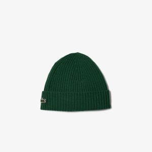 Lacoste miesten pipo, LACOSTE SOFT WOOL RIBBED BEANIE Vihreä