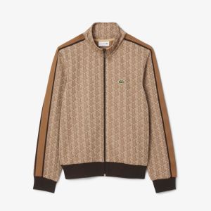 Lacoste Miesten Verryttelytakki, PARIS JACQUARD MONOGRAM ZIPPED Beige