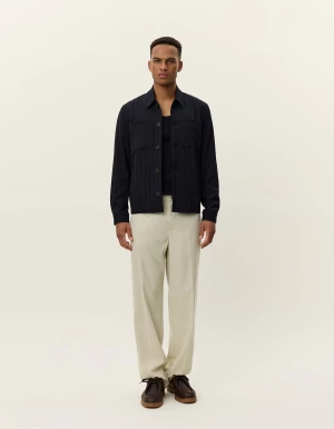 Les Deux miesten hybriditakki, MARSEILLE PINSTRIPE HYBRID JACKET Tummansininen