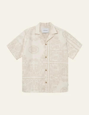 Les Deux Miesten Kauluspaita, LESLEY PAISLEY SS SHIRT Valkopohjainen Kuosi
