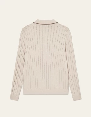 Les Deux miesten neulepusero, Bogart Rugby Polo Knit Beige