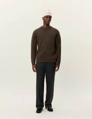 Les Deux miesten neulepusero, Eddie Wool Rib Crewneck Knit Keskiruskea