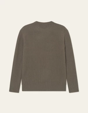 Les Deux miesten neulepusero, Eddie Wool Rib Crewneck Knit Keskiruskea
