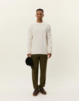Les Deux miesten neulepusero, Eddie Wool Rib Crewneck Knit Valkoinen