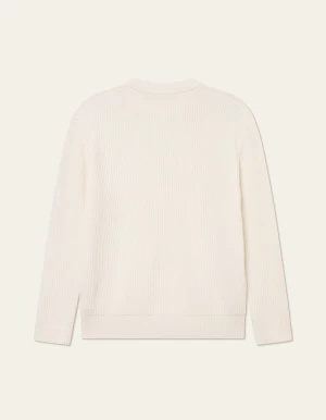 Les Deux miesten neulepusero, Eddie Wool Rib Crewneck Knit Valkoinen
