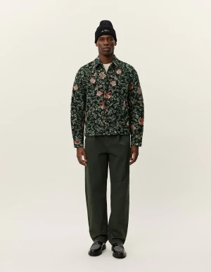 Les Deux miesten paitatakki, JAIDEN FLOWER JACQUARD OVERSHIRT Musta Kuosi