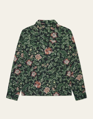 Les Deux miesten paitatakki, JAIDEN FLOWER JACQUARD OVERSHIRT Musta Kuosi