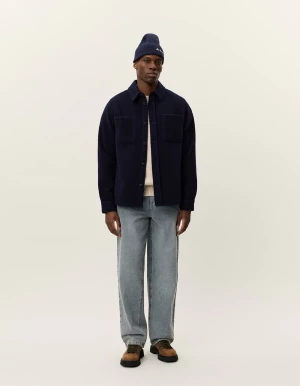 Les Deux miesten paitatakki, LENNON BOUCLE OVERSHIRT Tummansininen