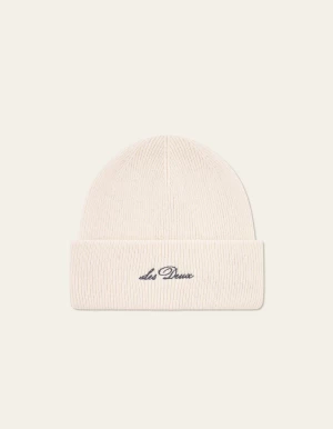 Les Deux miesten pipo, Wayne Embroidered Beanie Luonnonvalkoinen