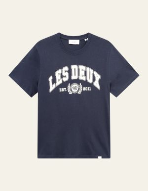 Les Deux miesten t-paita, UNIVERSITY T-SHIRT Tummansininen