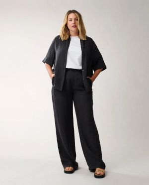 Lexington Naisten Housut, CLEO LINEN PANTS Tummansininen