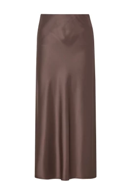 Malina naisten hame, AUBREE SATIN MAXI SKIRT Tummanruskea