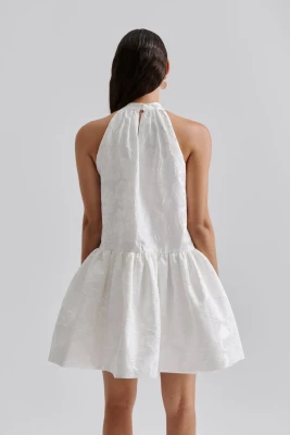 Malina naisten mekko, FLORA HALTERNECK MINI DRESS Valkoinen