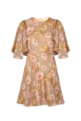 Malina naisten mekko, IDA SILK BLEND FRILL SLEEVE MINI DRESS Monivärinen Kuosi
