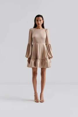 Malina naisten mekko, JASMINE RUFFLED MINI DRESS Beige