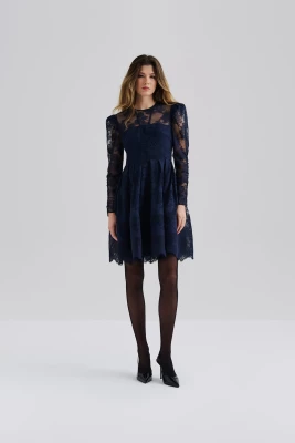 Malina naisten mekko, LEONI LACE MINI DRESS Tummansininen