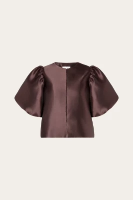 Malina naisten pusero, CLEO POUF SLEEVE BLOUSE Tummanruskea