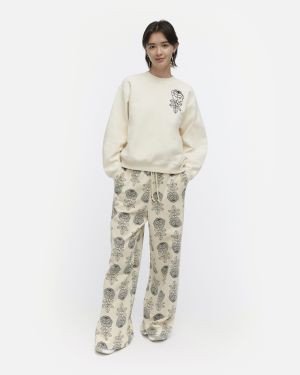 Marimekko collegehousut, PUUSKA VIHKIRUUSU KISOKI  Beige Kuosi
