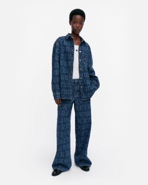 Marimekko naisten farkkupaita, MARIDENIM VAIHE LOGO PAITA Sininen Kuosi