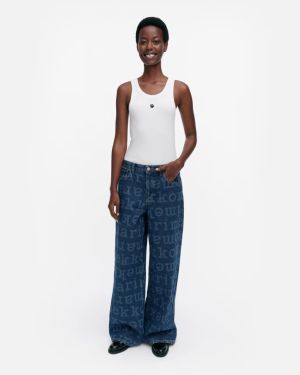 Marimekko naisten farkut, MARIDENIM LOOSE LOGO FARKUT Sininen Kuosi