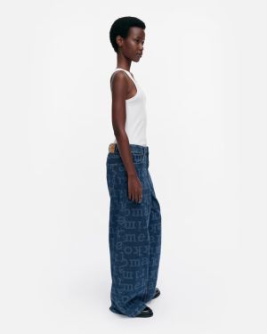 Marimekko naisten farkut, MARIDENIM LOOSE LOGO FARKUT Sininen Kuosi