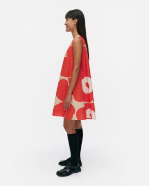Marimekko naisten mekko, PALATSI UNIKKO MEKKO Punainen Kuosi