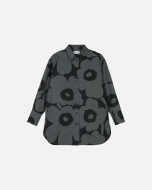 Marimekko naisten paita, NILA UNIKKO PUUVILLAPAITA Musta Kuosi