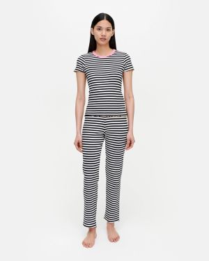 Marimekko Naisten T-Paita Arnina Slim Tasaraita T-Paita Raidallinen Musta
