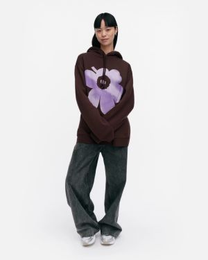Marimekko unisex huppari, RUNOJA UNIKKO PLACEMENT HUPPARI Ruskea Kuosillinen