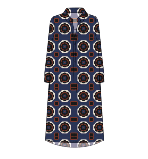 Milano Italy Naisten Mekko, DRESS W COLLAR MID BLUE PRINT Sininen Kuosi
