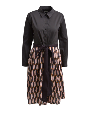 Milano Italy Naisten Mekko, DRESS W COLLAR Vaaleanpunainen Kuosi