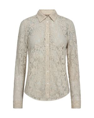 Mos Mosh naisten paitapusero, MMKETHER LACE SEQUIN SHIRT Luonnonvalkoinen