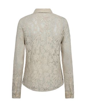 Mos Mosh naisten paitapusero, MMKETHER LACE SEQUIN SHIRT Luonnonvalkoinen