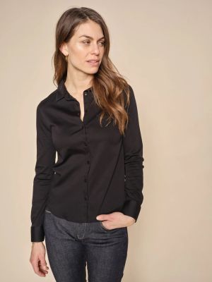 Mos Mosh Naisten Pitkähihainen Kauluspaita TINA JERSEY SHIRT Musta