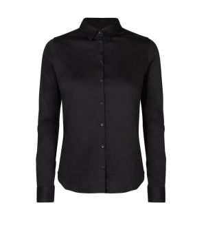 Mos Mosh Naisten Pitkähihainen Kauluspaita TINA JERSEY SHIRT Musta