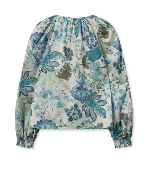 Mos Mosh Naisten Pusero, MMAlika Sarasa Blouse Turkoosi Kuosi