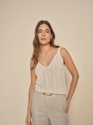 Mos Mosh Naisten Toppi, CRESSIDA KNIT TOP Luonnonvalkoinen