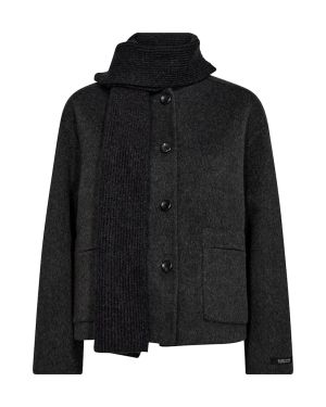 Mos Mosh naisten villatakki, MMMARIA LOISA WOOL JACKET Tummanharmaa