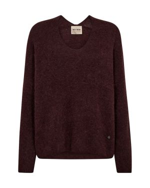 Mos Mosh neule, THORA V-NECK KNIT Viininpunainen