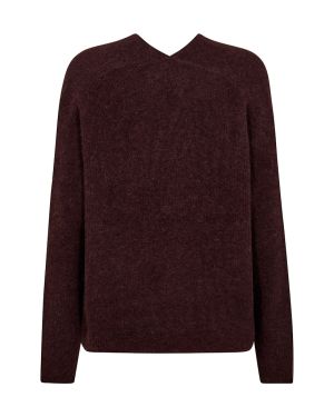 Mos Mosh neule, THORA V-NECK KNIT Viininpunainen