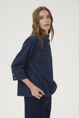MY ESSENTIAL WARDROBE naisten farkkupaita, LaraMW 115 Boxy Blouse Tummansininen