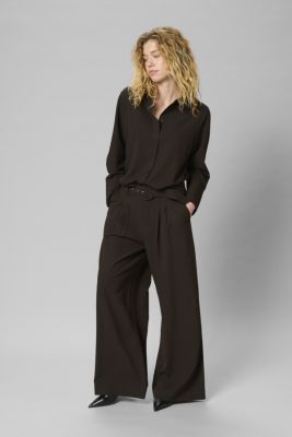 MY ESSENTIAL WARDROBE naisten housut, VittaMW High Wide Pant Raidallinen Ruskea
