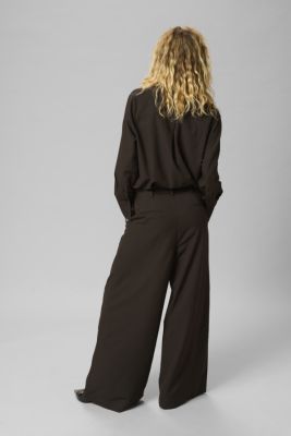 MY ESSENTIAL WARDROBE naisten housut, VittaMW High Wide Pant Raidallinen Ruskea